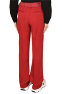 Dolce & Gabbana Red Viscose Straight Fit Pants