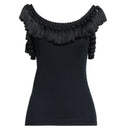 Dolce & Gabbana Black Tank Top Blouse Tassle Cotton Blouse