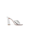 Amina Muaddi Silver Calfskin Mules