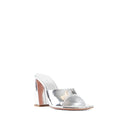 Amina Muaddi Silver Calfskin Mules