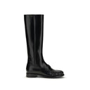 Prada Black Calf Leather Bos Taurus Flat Boots
