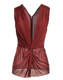 Dolce & Gabbana Bordeaux Silk Stretch Top Vest Blouse