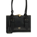 PINKO Black Calf Leather Bos Taurus Shoulder Bag