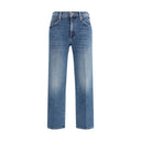 Mother Denim Blue Cotton Relaxed Fit Jeans