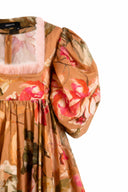 ANOUKI FLARED FLORAL COTTON BABY DOLL DRESS ORANGE