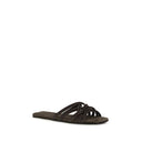 Brunello Cucinelli Brown Calf Leather Bos Taurus Flat Sandals