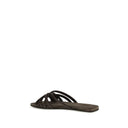 Brunello Cucinelli Brown Calf Leather Bos Taurus Flat Sandals