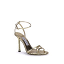 Jimmy Choo Gold Calf Leather Bos Taurus Stiletto Heel Sandals