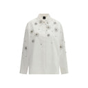PINKO White Calf Leather Bos Taurus Pattern Shirt