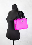 Marc Jacobs Small Neon Fuchsia Nylon Fabric Tote Convertible Bag Purse