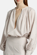 BACCOLO BEIG WHT BLOUSE