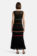 CASSIDE BLK FUSCORNG LONG DRESS