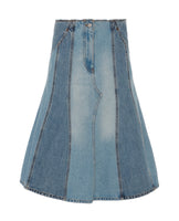 VICTORIA BECKHAM DECONSTRUCTED DENIM MIDI SKIRT
