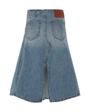 VICTORIA BECKHAM DECONSTRUCTED DENIM MIDI SKIRT
