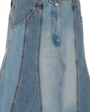 VICTORIA BECKHAM DECONSTRUCTED DENIM MIDI SKIRT