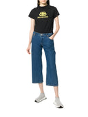 Balenciaga Black Cotton Logo Print Crew Neck Short Sleeves T-shirt
