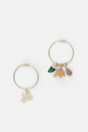 LS -NANDU EARRING - GREEN/YELLOW/GOLD TONES