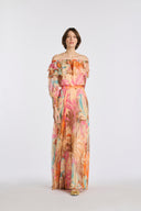 Gabie Beige Pleated Long Skirt