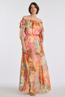 Gabie Beige Pleated Long Skirt