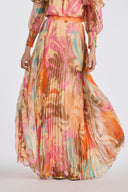 Gabie Beige Pleated Long Skirt
