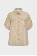 Glene Beige Short Sleeve Liquette