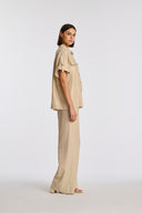 Glene Beige Short Sleeve Liquette