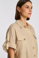 Glene Beige Short Sleeve Liquette