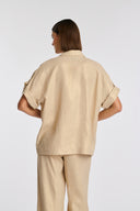 Glene Beige Short Sleeve Liquette