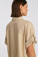 Glene Beige Short Sleeve Liquette