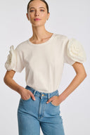 Gaffa Ecru Floral Sleeved T-Shirt