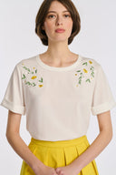 Mint Ecru Short Sleeve Daisy Tâ€‘Shirt