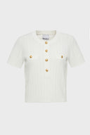 Fidgi Ecru Short Sleeve Knit Top