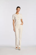 Fidgi Ecru Pointelle knit jumper