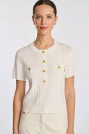 Fidgi Ecru Pointelle knit jumper