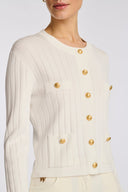 Fidgi Ecru Pointelle knit cardigan