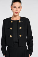 Carlen Flower Button Jacket - Noir