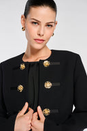 Carlen Flower Button Jacket - Noir