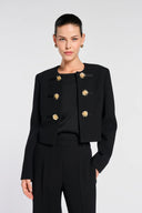 Carlen Flower Button Jacket - Noir