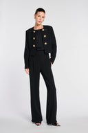 Carlen Flower Button Jacket - Noir