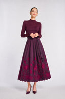 QUARINE LONG PLEATED SKIRT – BORDEAUX