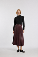 AVANA ACCORDION PLEATED LONG SKIRT – BORDEAUX