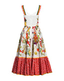Dolce & Gabbana White Vegetables Sleeveless A-line Dress