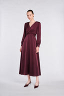 AVA FLARED MIDI DRESS - BORDEAUX