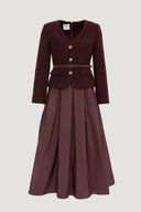 MANGO CIRCLE SKIRT BELTED DRESS – BORDEAUX