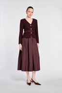 MANGO CIRCLE SKIRT BELTED DRESS – BORDEAUX