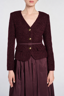 MANGO CIRCLE SKIRT BELTED DRESS – BORDEAUX