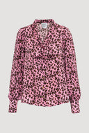 Tiego Animal Print Silk Blouse - Rose