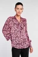 Tiego Animal Print Silk Blouse - Rose