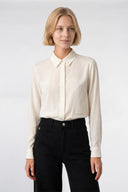 MONROE SATIN V-NECK BLOUSE – ECRU