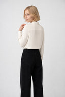 MONROE SATIN V-NECK BLOUSE – ECRU